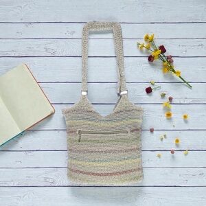 THE SAK large striped tan rainbow crochet hobo belle voyager​​ SALE​